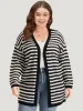 Striped Geo Eyelet Drop Shoulder Cardigan sold by Bloomchic