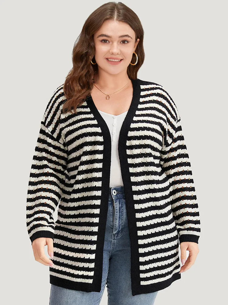 Striped Geo Eyelet Drop Shoulder Cardigan sold by Bloomchic product image thumbnail 5