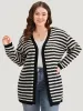 Striped Geo Eyelet Drop Shoulder Cardigan sold by Bloomchic