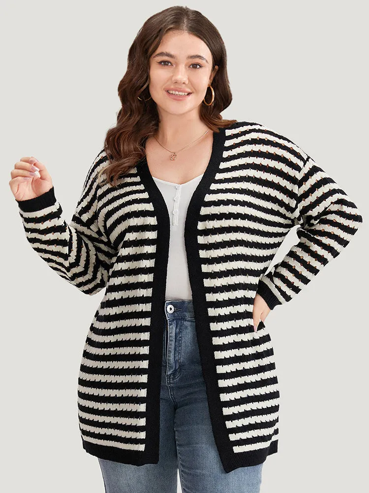 Striped Geo Eyelet Drop Shoulder Cardigan sold by Bloomchic product image thumbnail 3