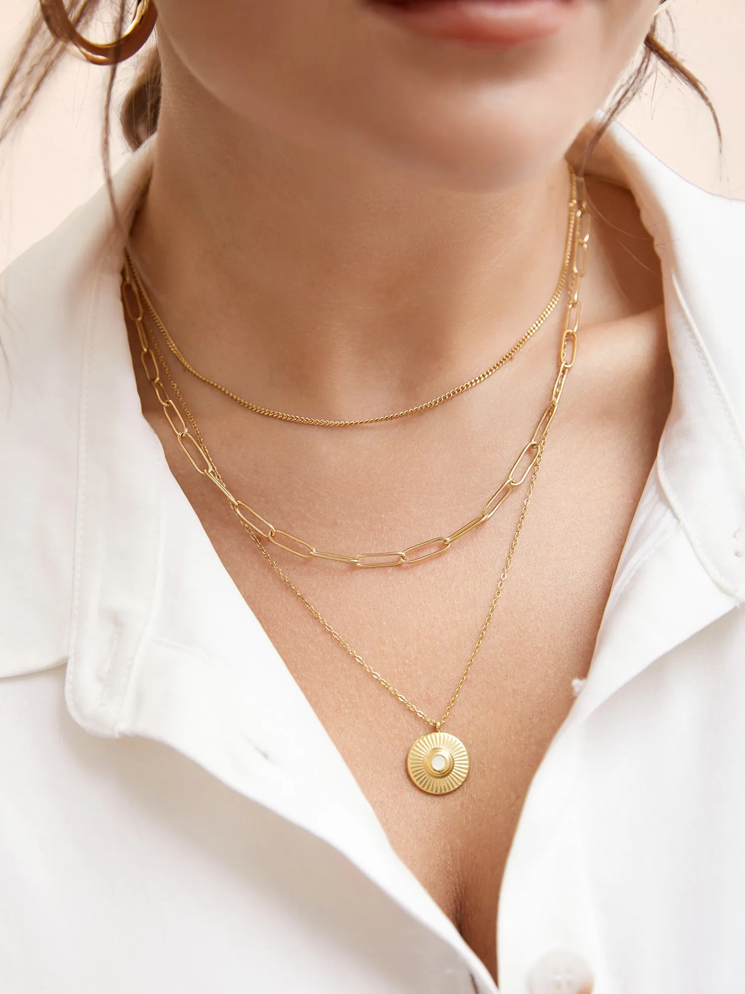 Multi-Layered Titanium Steel Necklace sold by Bloomchic product image thumbnail 3