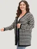 Striped Geo Eyelet Drop Shoulder Cardigan sold by Bloomchic