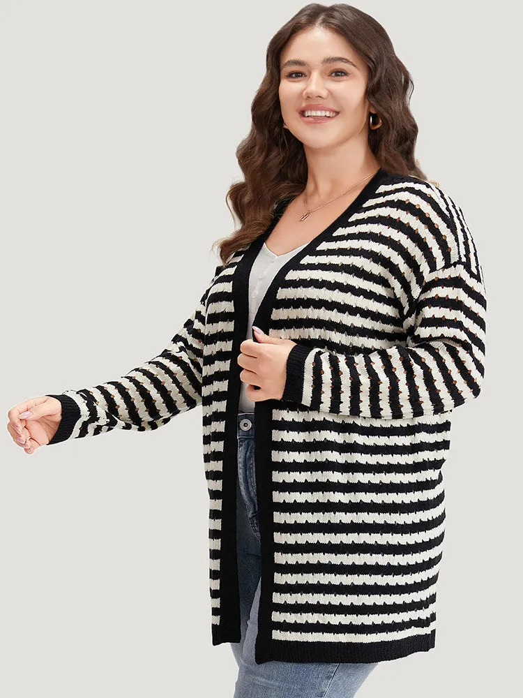 Striped Geo Eyelet Drop Shoulder Cardigan sold by Bloomchic product image thumbnail 4