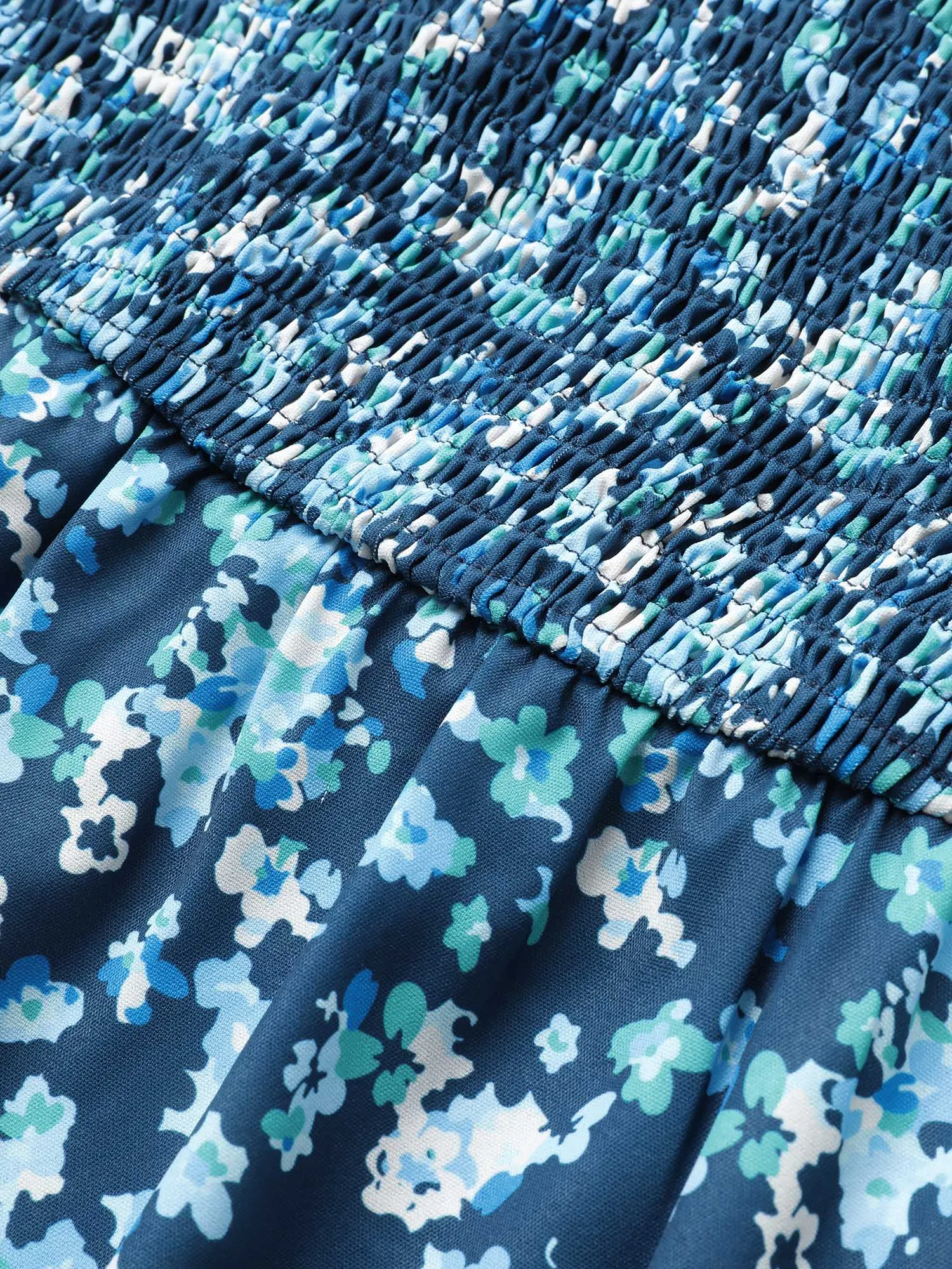 Square Neck Ditsy Floral Shirred Elastic Waist Dress sold by Bloomchic product image thumbnail 5