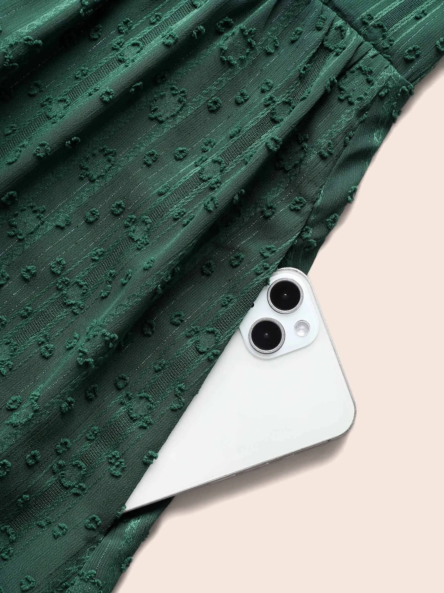 Jacquard Mesh Cap Sleeve Shirred Dress sold by Bloomchic product image thumbnail 5