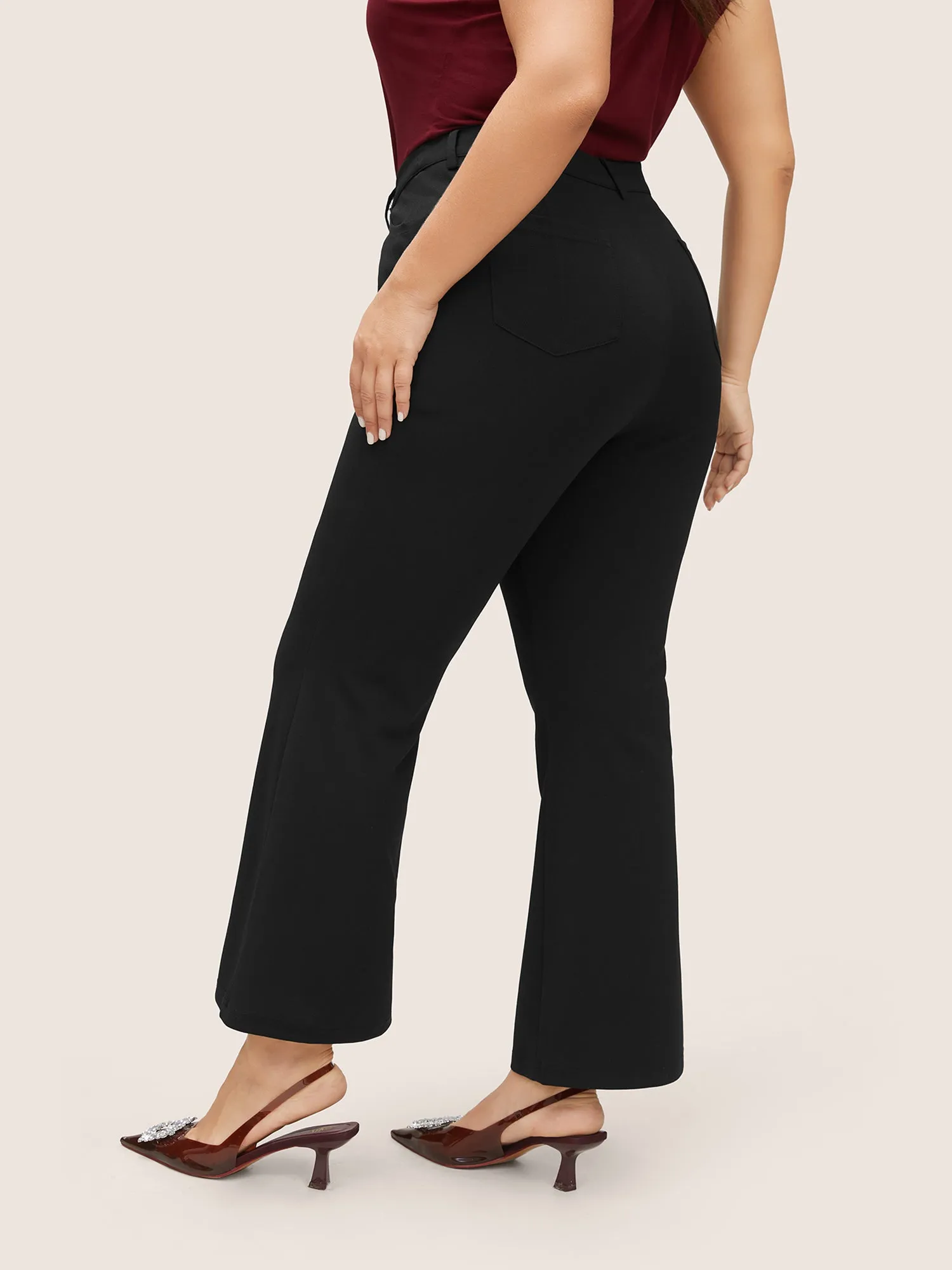 High Rise Solid Pleated Bootcut Pants sold by Bloomchic product image thumbnail 2