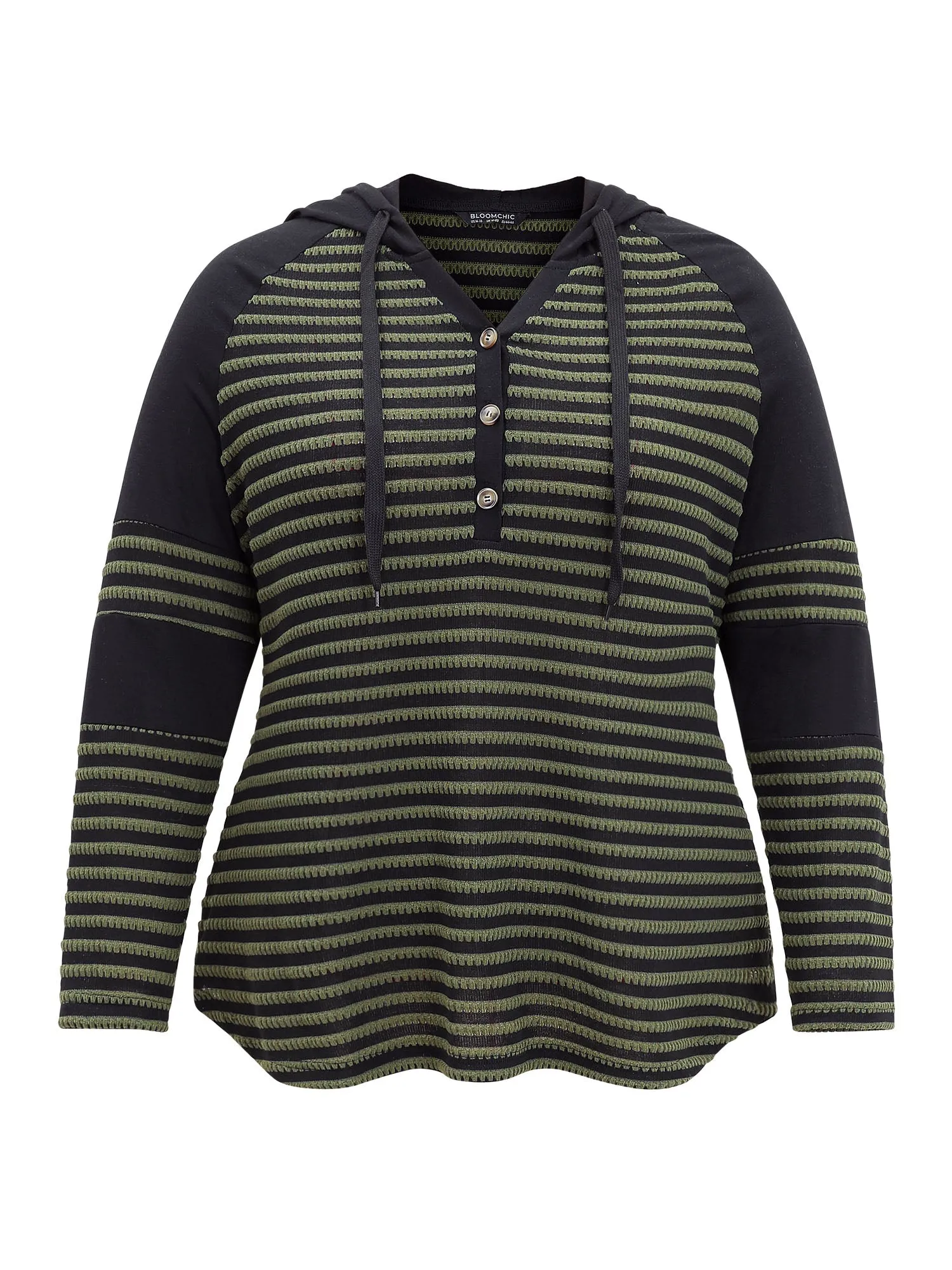 Textured Patchwork Hooded Raglan Sleeve T-shirt sold by Bloomchic product image thumbnail 5