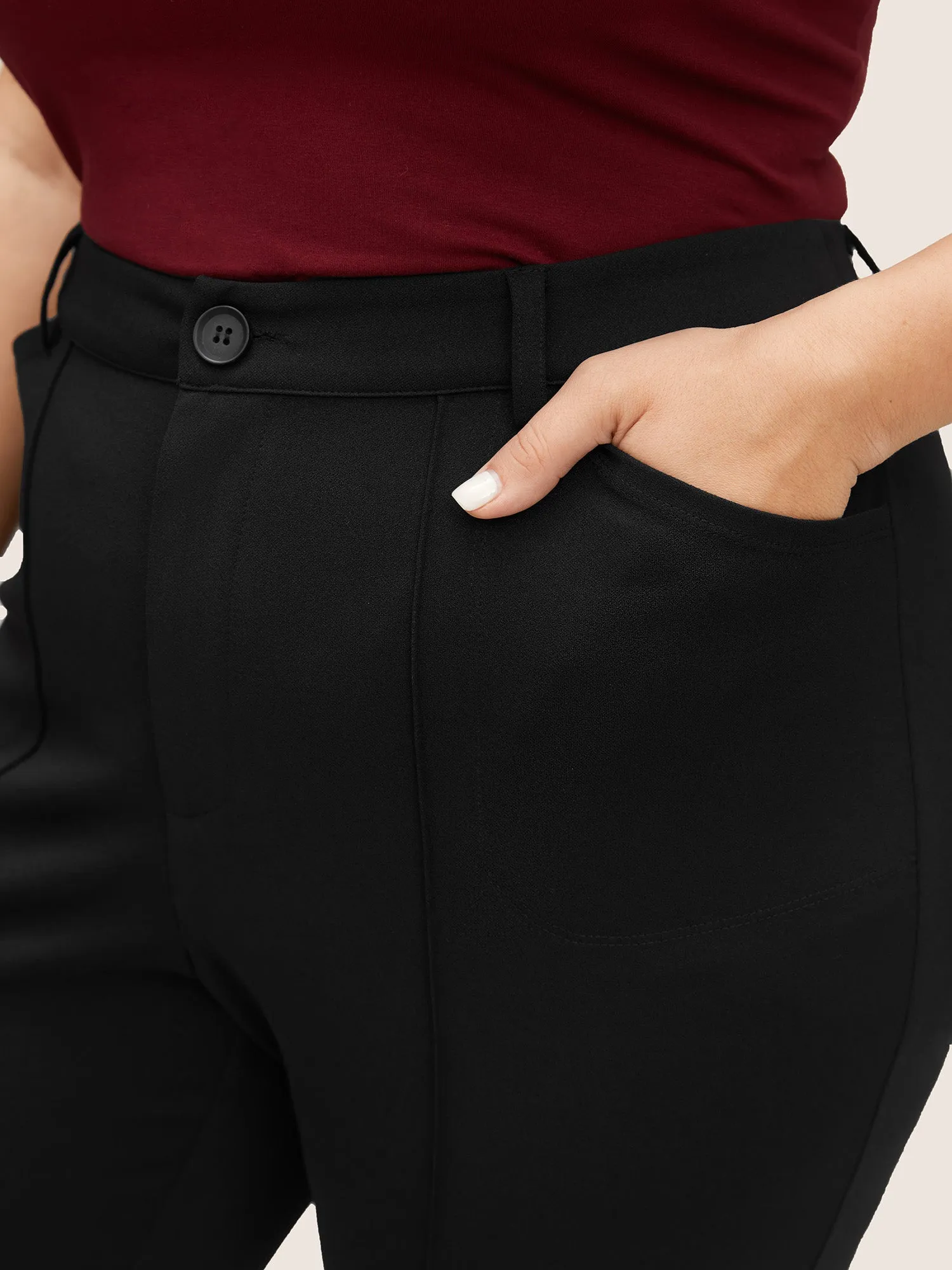 High Rise Solid Pleated Bootcut Pants sold by Bloomchic product image thumbnail 4