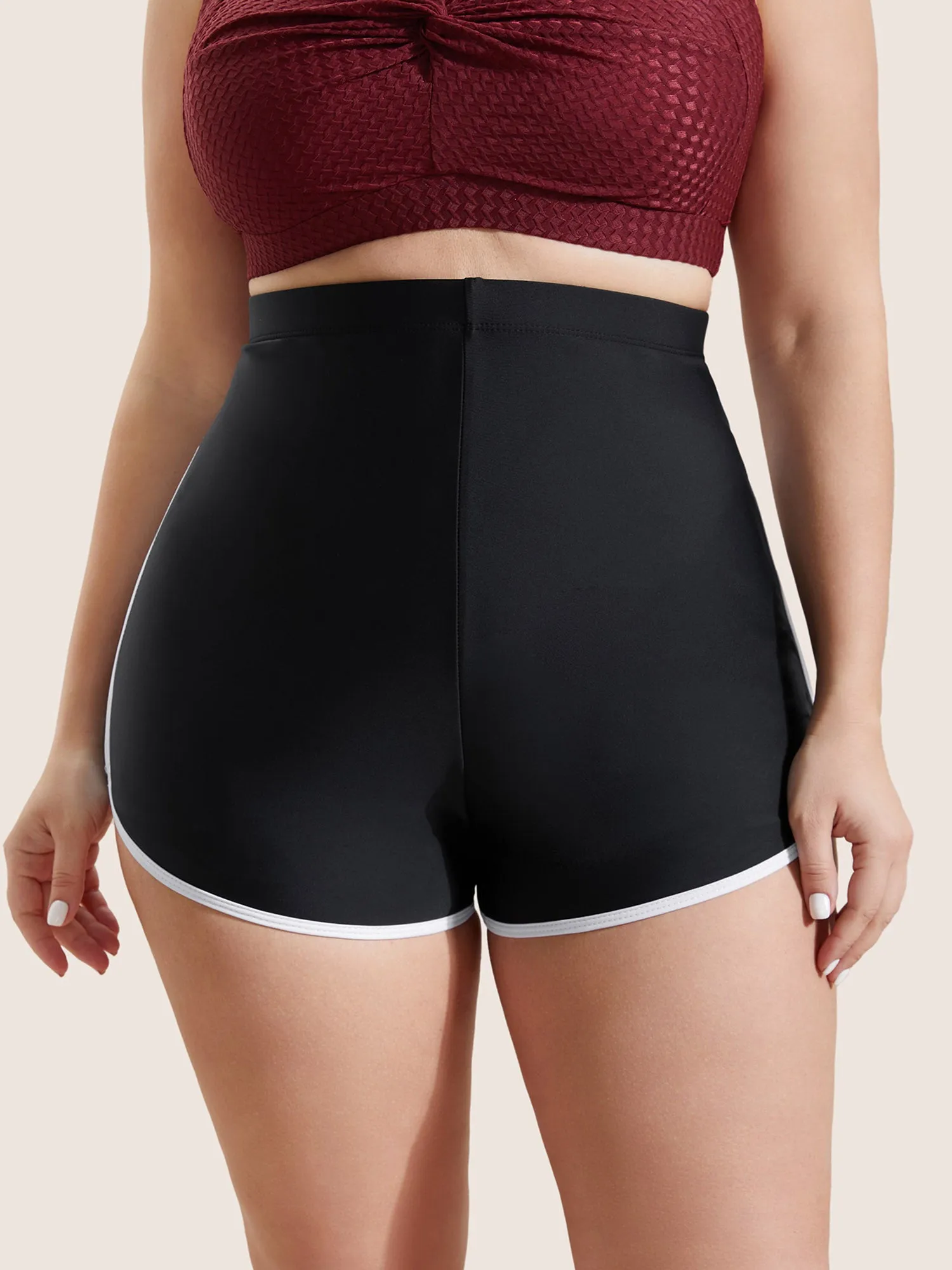 Contrast Trim Elastic Waist High Rise Swim Bottom sold by Bloomchic product image thumbnail 4