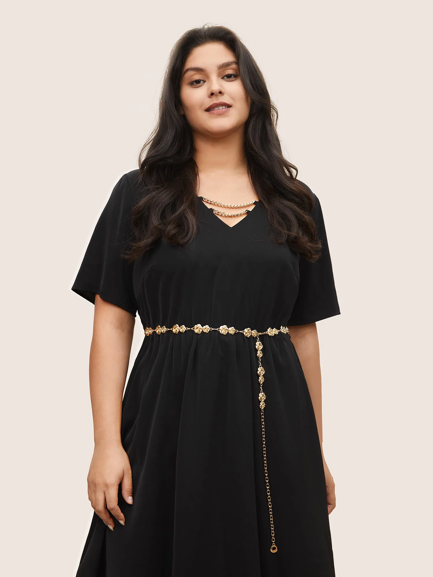 Metal Rose Decor Elegance Chain Belt sold by Bloomchic