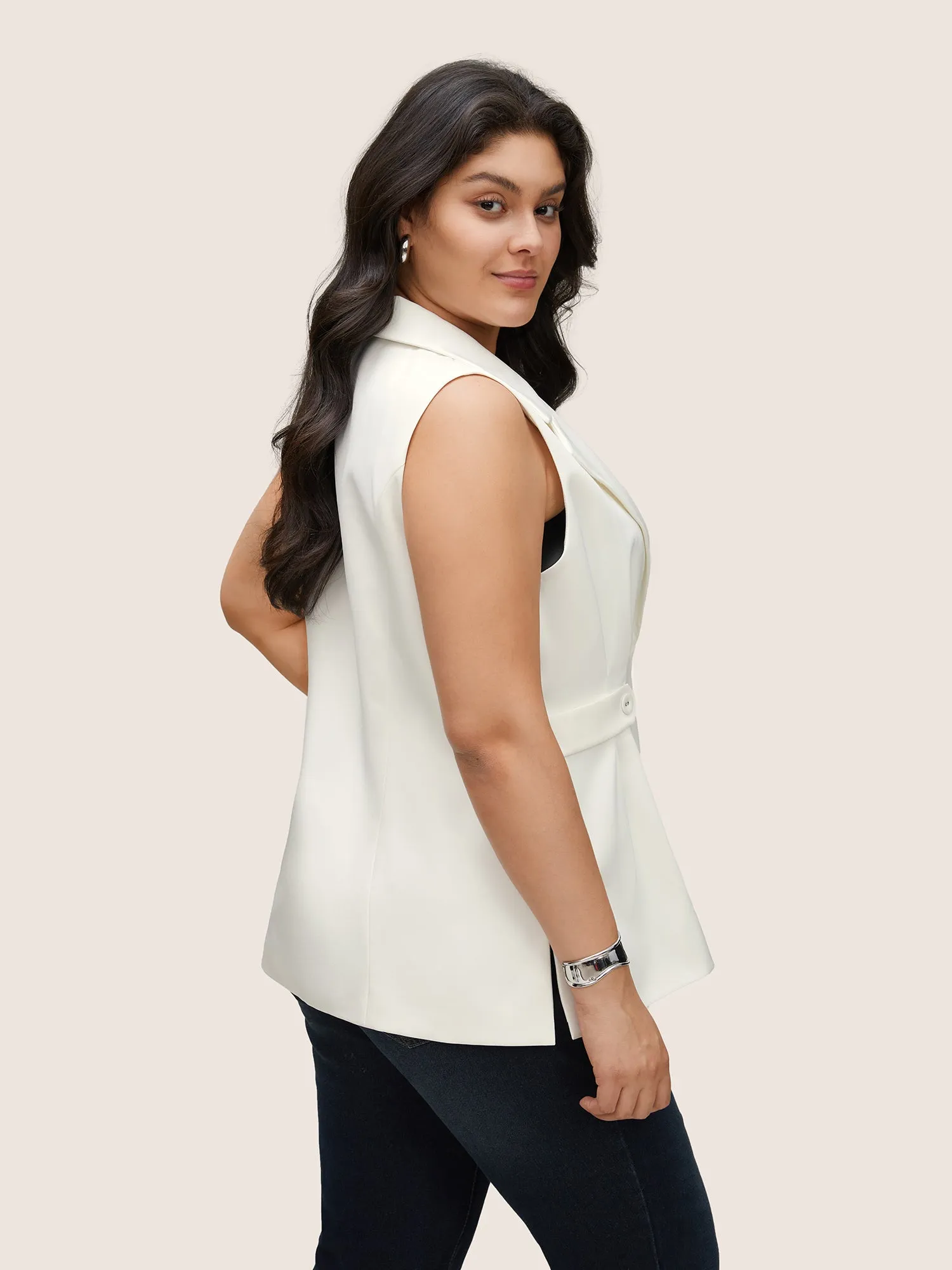 Solid Waist Tab Pleated Split Hem Vest sold by Bloomchic product image thumbnail 5