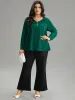 Static-Free Button Detail Pleated Blouse sold by Bloomchic