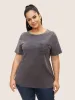 Vintage Lace Panel Patch Pocket T-shirt sold by Bloomchic
