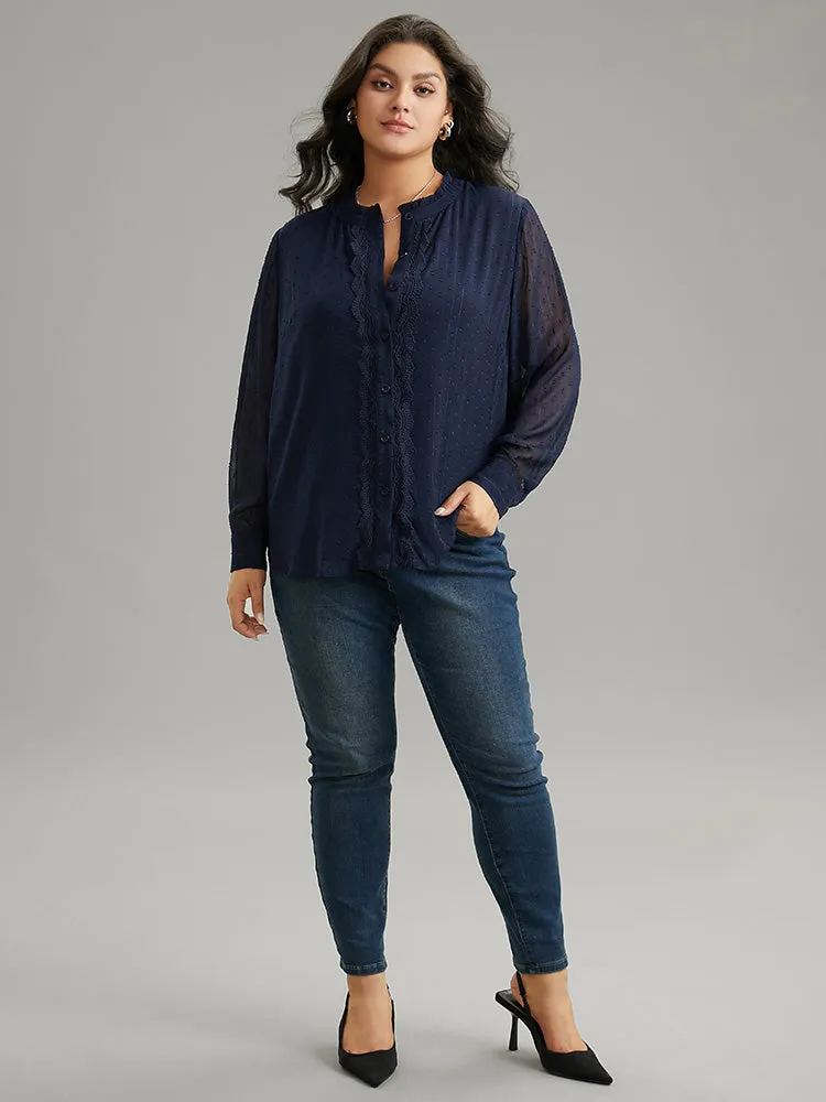 Guipure Lace Mesh Button Through Blouse sold by Bloomchic product image thumbnail 4