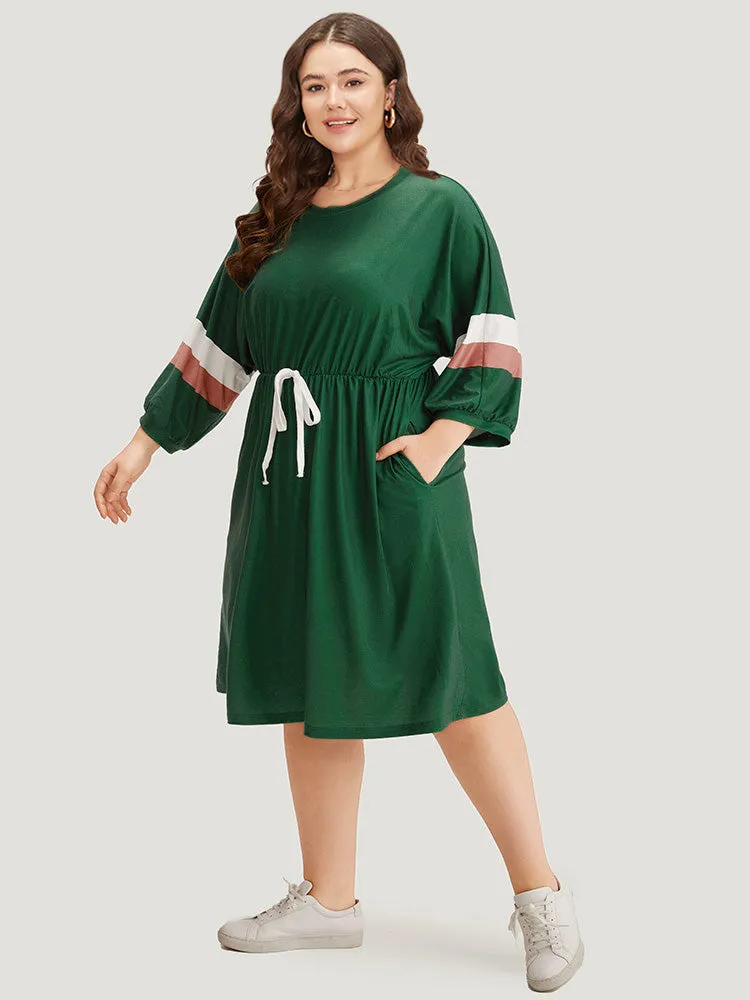 Striped Contrast Pocket Bowknot Patchwork Dress sold by Bloomchic product image thumbnail 5