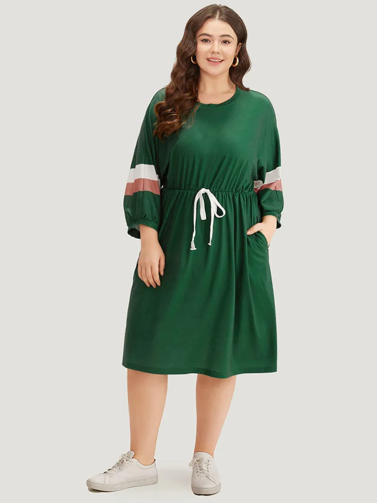 Striped Contrast Pocket Bowknot Patchwork Dress sold by Bloomchic product image thumbnail 3