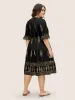 Boho Print Cross Straps Tassels Ruffles Dress sold by Bloomchic