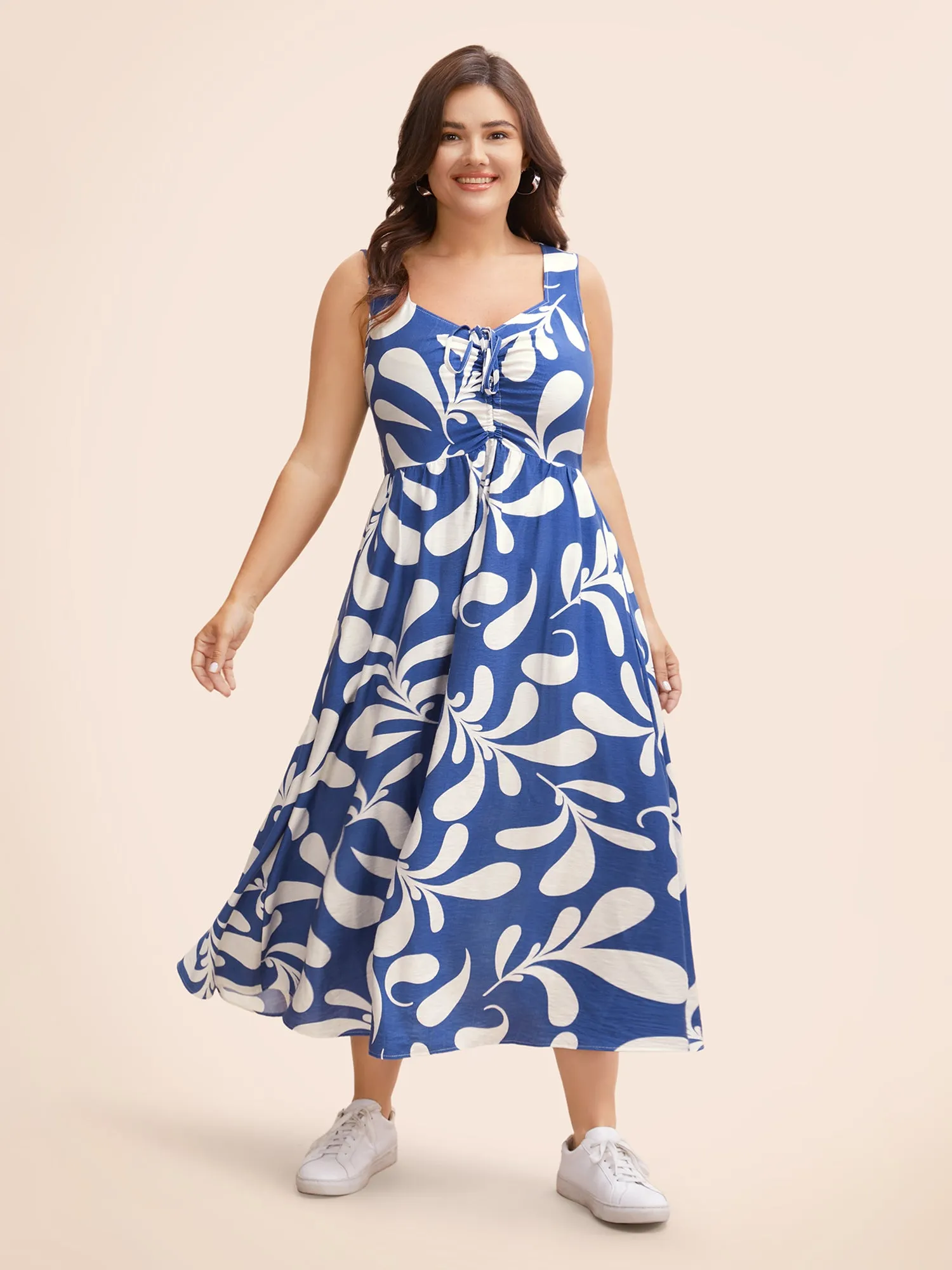 Silhouette Floral Print Drawstring Midi Dress sold by Bloomchic