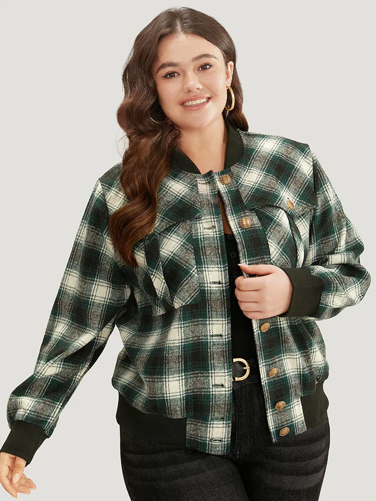 Halloween Plaid Pocket Button Up Contrast Patchwork Jacket sold by Bloomchic product image thumbnail 5