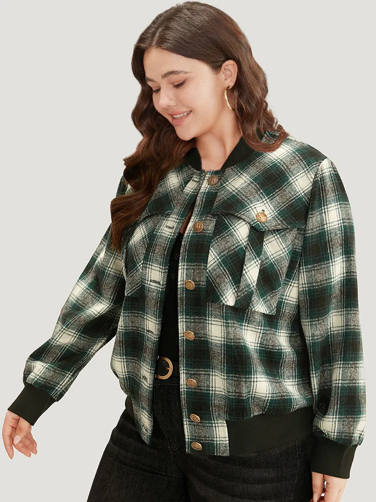 Halloween Plaid Pocket Button Up Contrast Patchwork Jacket sold by Bloomchic product image thumbnail 3