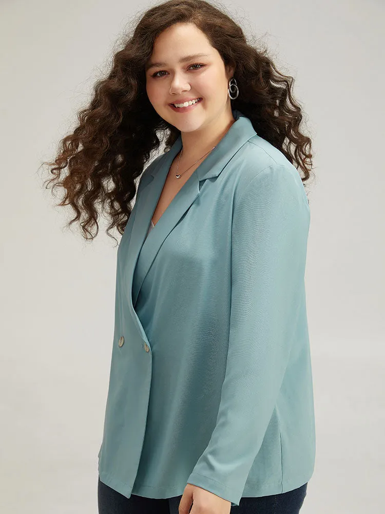 Solid Double Breasted Lapel Collar Blazer sold by Bloomchic product image thumbnail 3