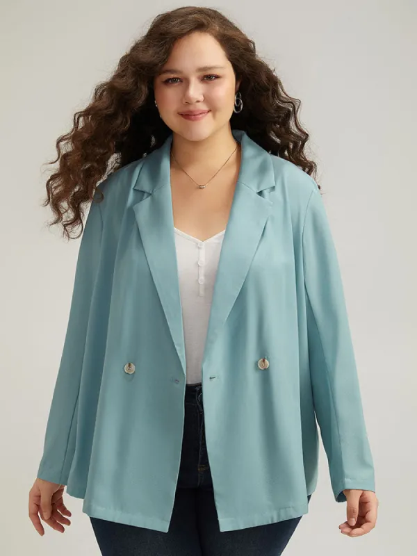 Solid Double Breasted Lapel Collar Blazer sold by Bloomchic