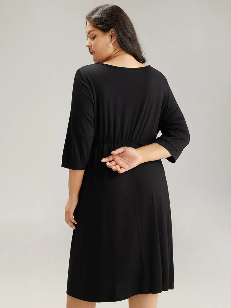 Plain Pocket Elastic Waist Zipper Dress sold by Bloomchic product image thumbnail 4