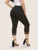 Lace Patchwork High Rise Cropped Leggings sold by Bloomchic