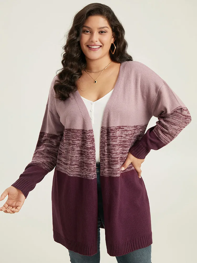 Anti-Pilling Contrast Heather Open Front Cardigan sold by Bloomchic