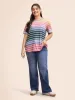 Round Neck Contrast Striped T-shirt sold by Bloomchic