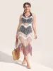 Cut Out Ombre Tassel Trim Swim Cover Up sold by Bloomchic