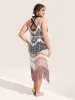 Cut Out Ombre Tassel Trim Swim Cover Up sold by Bloomchic