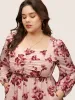 Floral Ruched Square Neck Lantern Sleeve Dress sold by Bloomchic