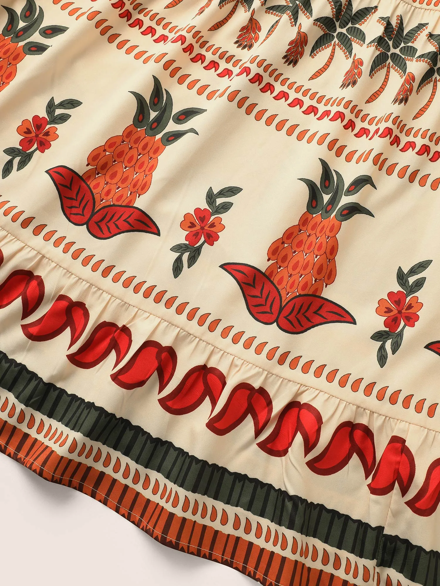 Boho Print Notched Collar Patchwork Belted Dress sold by Bloomchic product image thumbnail 5