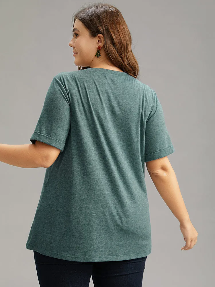 Christmas Trees Print Cuffed Sleeve T-shirt sold by Bloomchic product image thumbnail 3