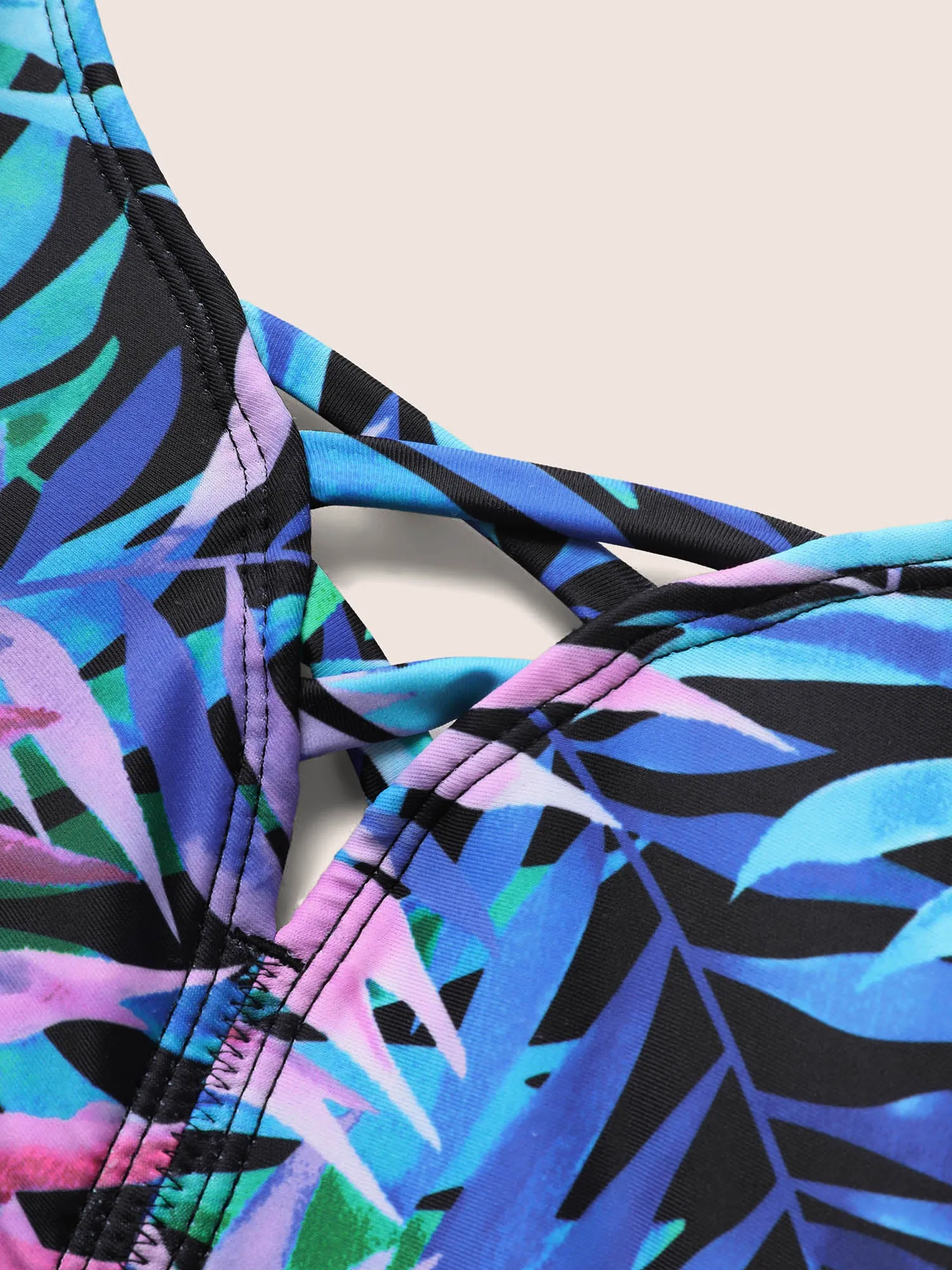 Tropical Print Crisscross Split Hem Swim Dress sold by Bloomchic product image thumbnail 5