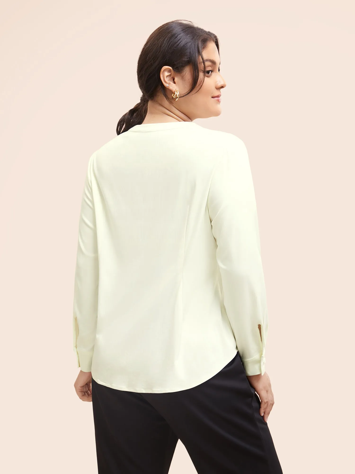 No-Gape Buttons Stretch Woven Blouse sold by Bloomchic product image thumbnail 4