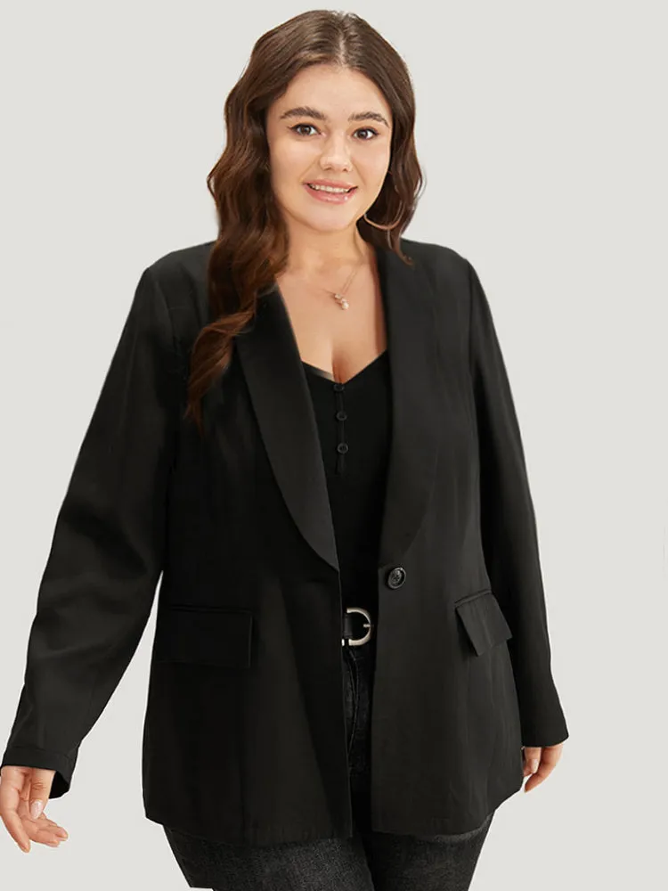 Plain Suit Collar Button Up Pocket Blazer sold by Bloomchic