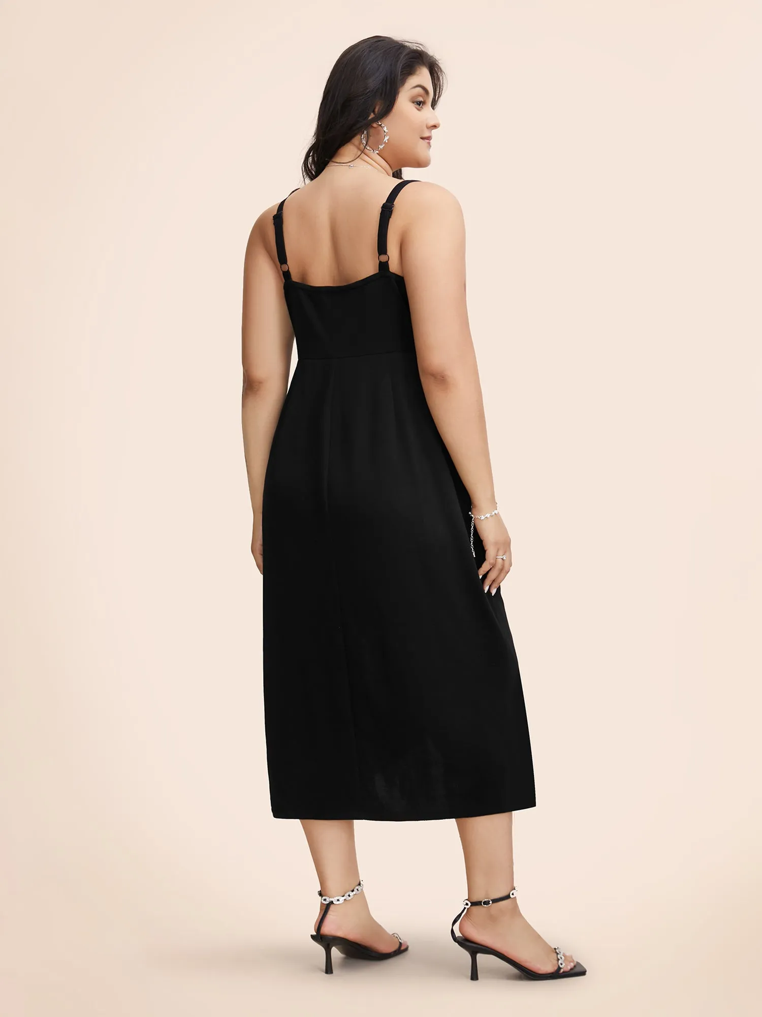 Notched Collar Tassel Trim Cami Dress sold by Bloomchic product image thumbnail 3