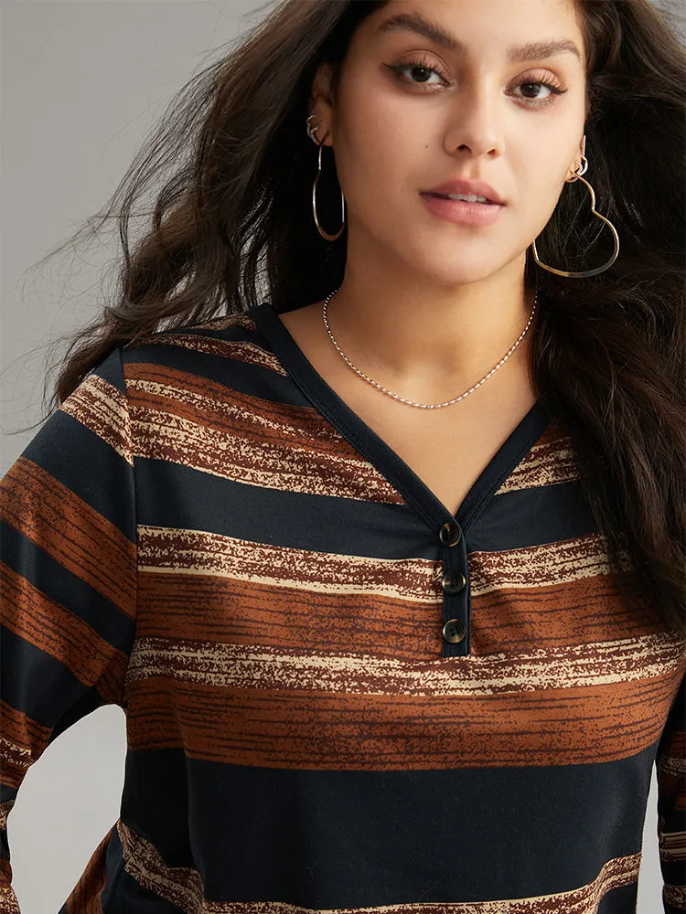 Colour Striped Button Up Sweatshirt sold by Bloomchic product image thumbnail 5