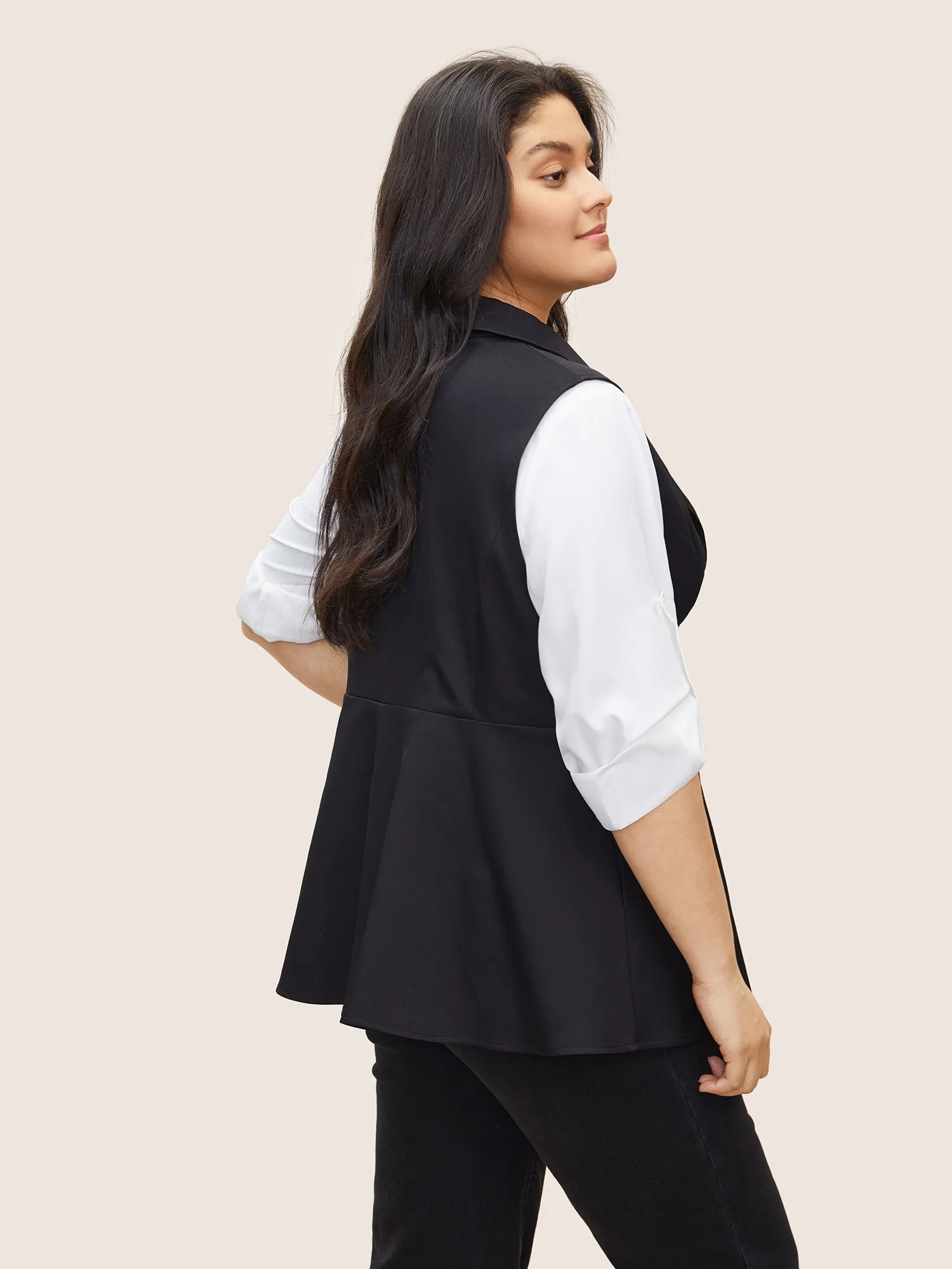 Plain Flutter Hem Button Through Sleeveless Blazer sold by Bloomchic product image thumbnail 5