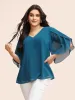 Chiffon Gathered Petal Sleeve Blouse sold by Bloomchic
