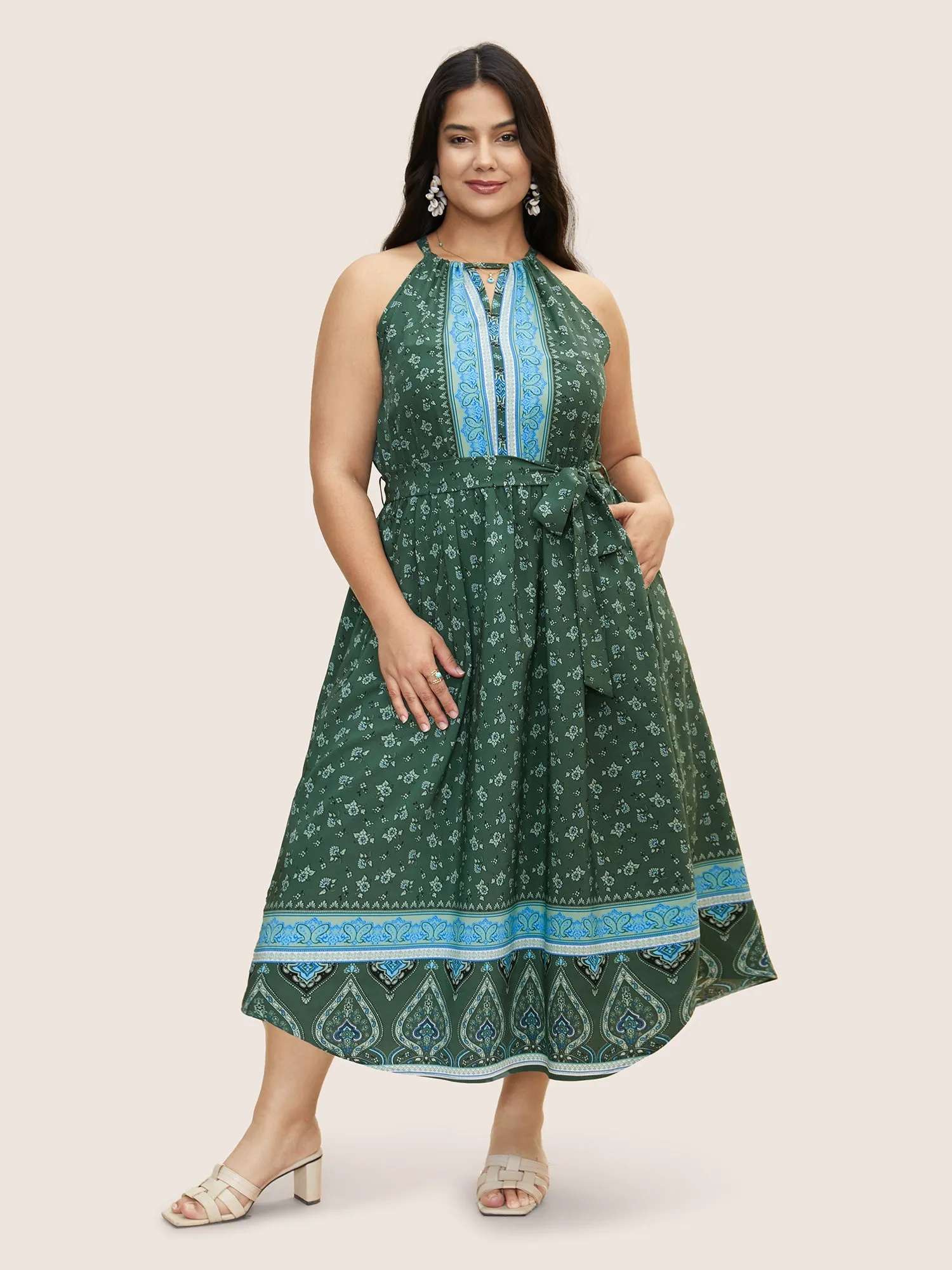 Bandana Print Halter Neck Tie Knot Dress sold by Bloomchic product image thumbnail 2