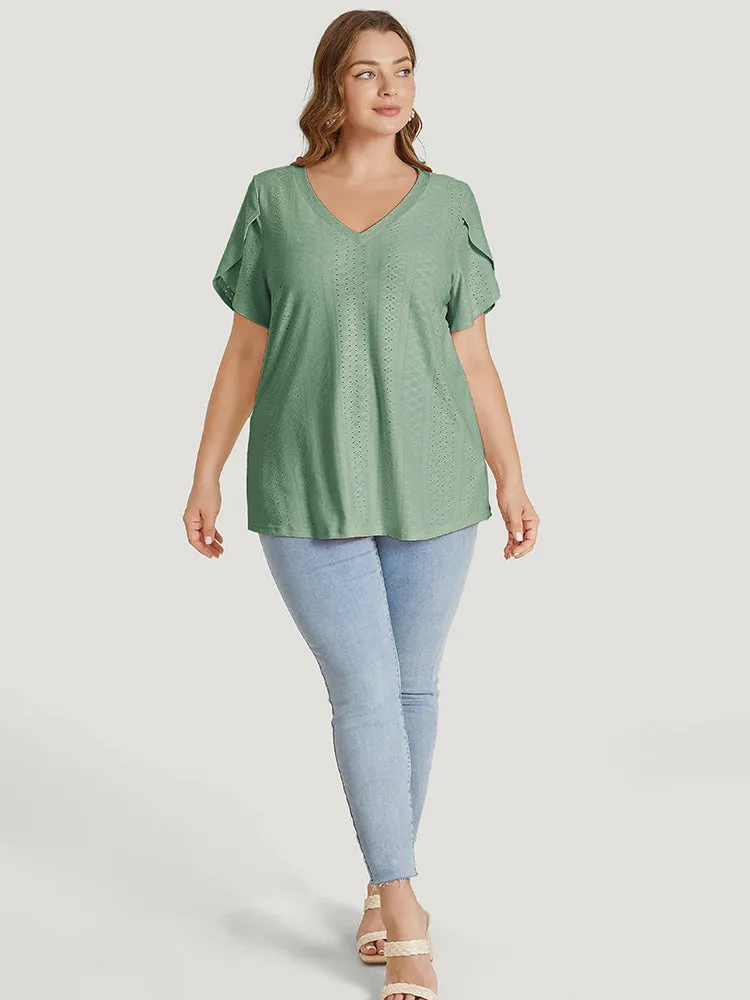 Solid Broderie Anglaise Split Sleeve T-shirt sold by Bloomchic product image thumbnail 4