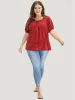 Polka Dot Pleated Round Neck Puff Sleeve Blouse sold by Bloomchic