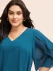 Chiffon Gathered Petal Sleeve Blouse sold by Bloomchic