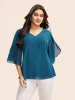 Chiffon Gathered Petal Sleeve Blouse sold by Bloomchic