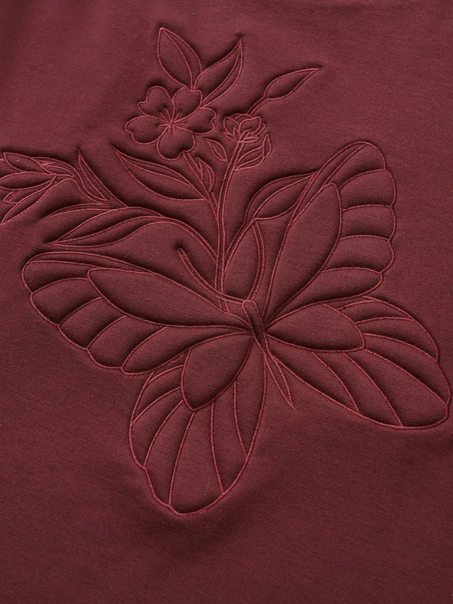Butterfly & Floral Embroidered Crew Neck Sweatshirt sold by Bloomchic product image thumbnail 5