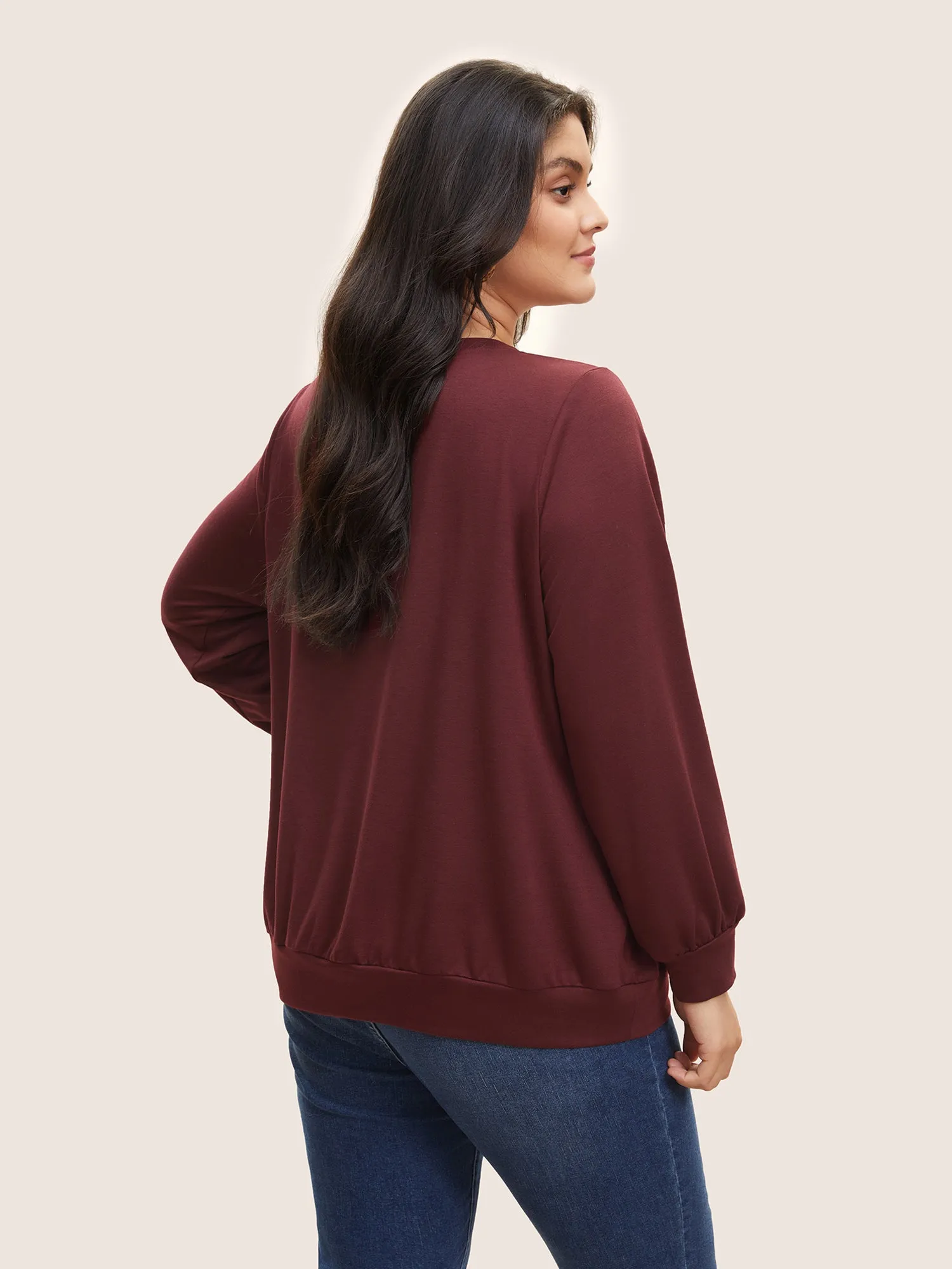 Butterfly & Floral Embroidered Crew Neck Sweatshirt sold by Bloomchic product image thumbnail 2