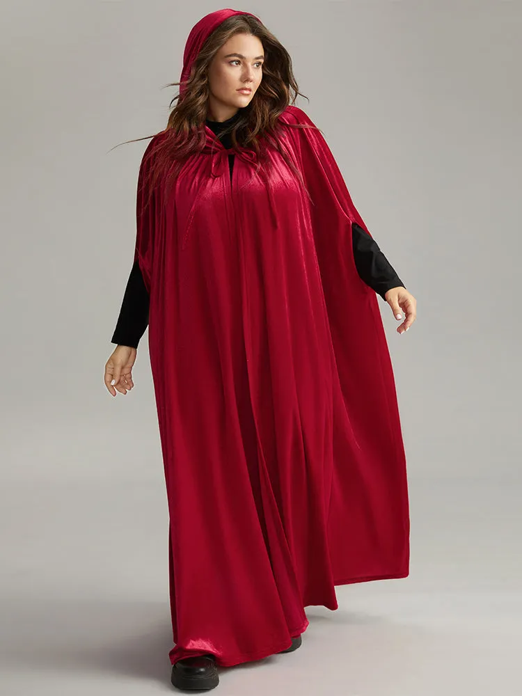 Solid Velvet Knot Neck Hooded Cloak Kimono sold by Bloomchic product image thumbnail 2